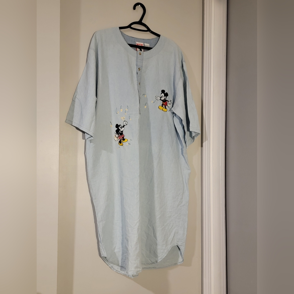 OS Vintage Walt Disney Mickey,Inc. Embroidered 100% Cotton Long Dress/Nightgown